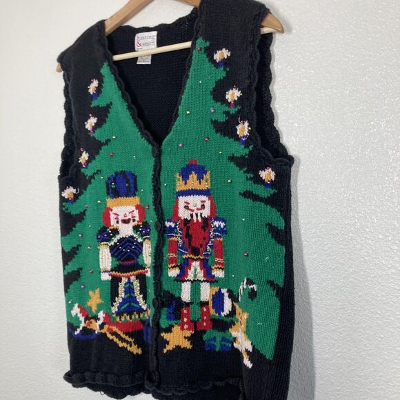 Hasting & Smith Sweater Vest Womens Large Nutcracker Ugly Christmas Beaded - Picture 4 of 12